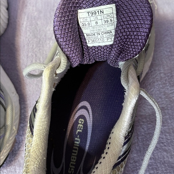 ASICS Gel Nimbus Metallic Silver and Deep Purple Sneakers - Picture 2 of 10